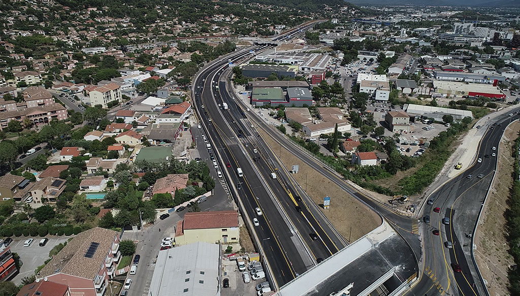 Vue aérienne de l’échangeur de La Valette Sud/Les Fourches