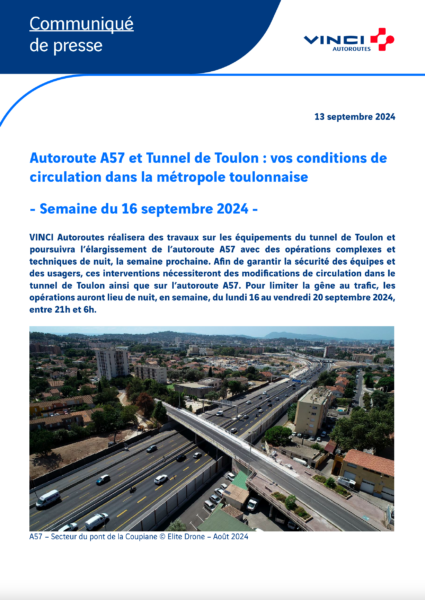 Conditions de circulation semaine du 16/09