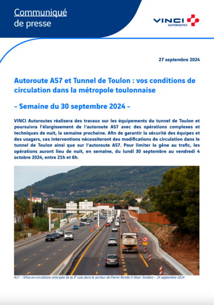 Conditions de circulation semaine du 30/09