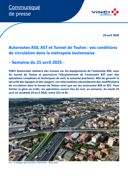 Conditions de circulation semaine du 21/04