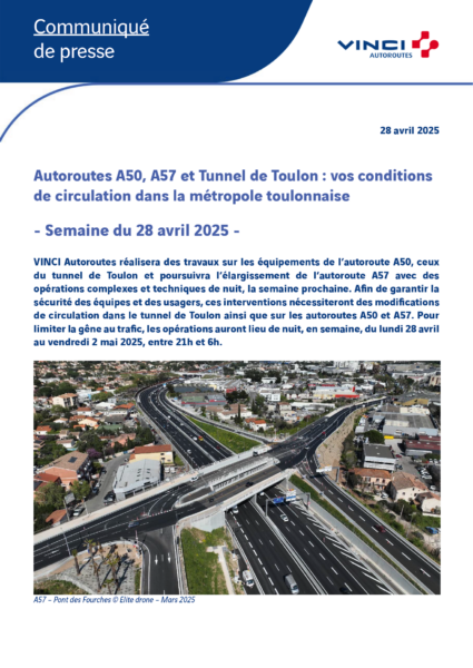 Conditions de circulation semaine du 28/04