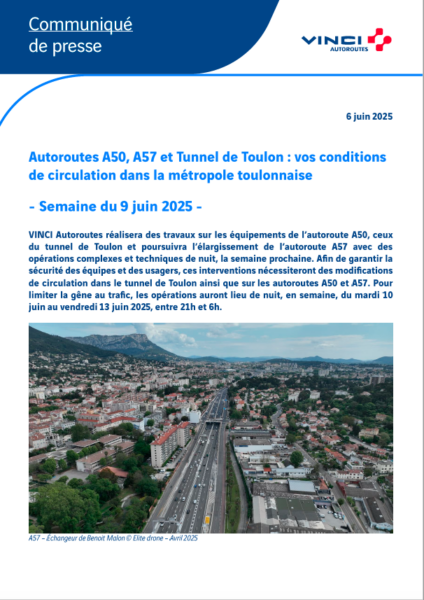 Conditions de circulation semaine du 09/06
