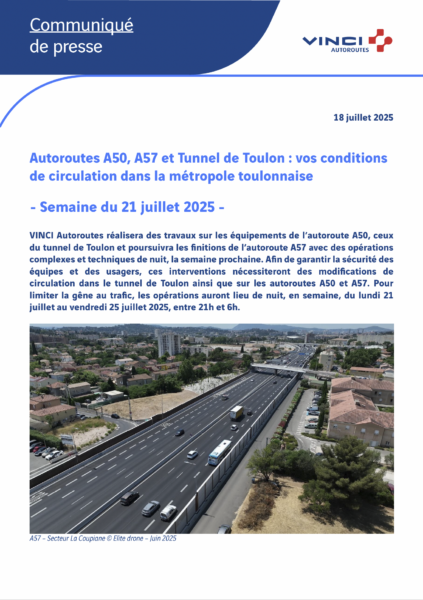 Conditions de circulation semaine du 21/07