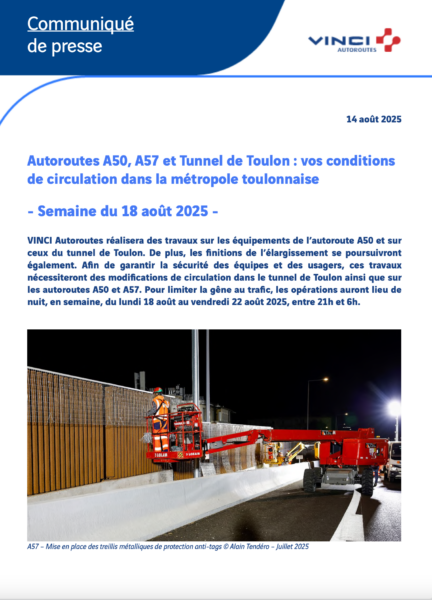 Conditions de circulation semaine du 18/08